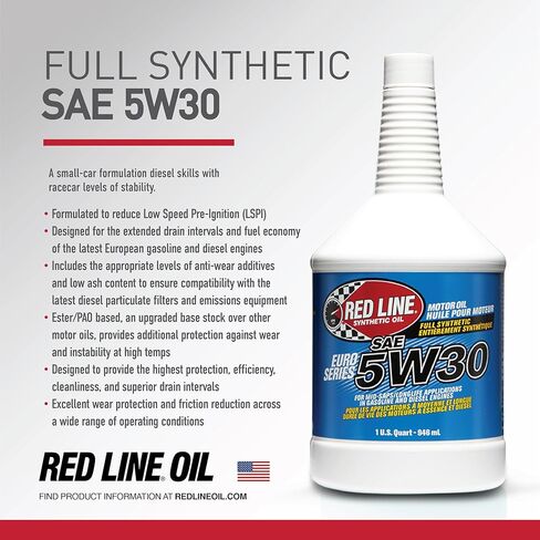 زيت محرك Red Line 12304 SAE 5W30 اصطناعي بالكامل من السلسلة الأوروبية - 1 كوارت (6 عبوات) in Saudi Arabia