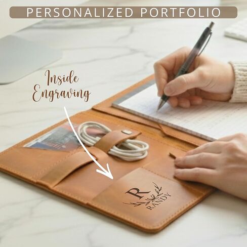 Personalized Leather Portfolio for Men, Women - Custom Business & Organizer A4 A5 Document Binder, Journal for Coworker, Employee, Gift for His, Her, Students, Graduation, Fathers Day, Office Gifts in Saudi Arabia