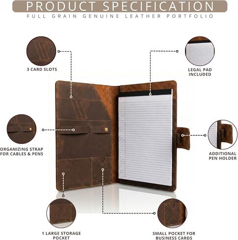 Personalized Leather Portfolio for Men, Women - Custom Business & Organizer A4 A5 Document Binder, Journal for Coworker, Employee, Gift for His, Her, Students, Graduation, Fathers Day, Office Gifts in Saudi Arabia