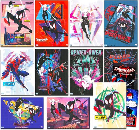 كتاب ملصقات Marvel Spiderman Across the Spider-Verse - تتضمن الحزمة 12 ملصقًا وملصقات سبايدر مان والمزيد (ديكور غرفة البطل الخارق سبايدر مان) in Saudi Arabia