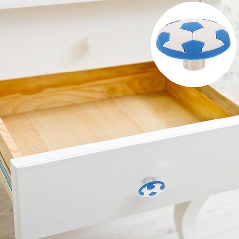 4pcs Cartoon Silicone Drawer Knobs Room Furniture Pulls Soccer Blue White Round Cabinet Handles Friendly Soft Grip for Wardrobe Drawers in Kuwait