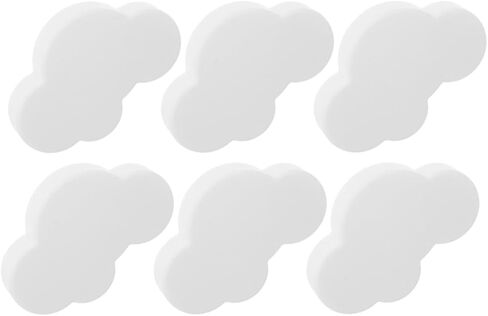 6 قطع من مقابض الخزانة ذات السحابة البيضاء الكرتونية الناعمة من المطاط اللطيف لأدراج الغرفة وأبواب الخزانة، مقابض ديكور ذاتية اللصق in Kuwait