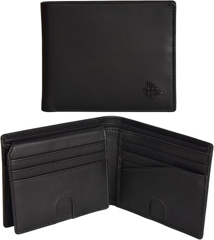 Mens RFID Blocking Bifold Wallet Genuine Leather | Secure and Durable Extra Capacity Billfold with 13 Credit Cards, 1 Flip Up ID (Brown oil pullup) (Bifold 13 CC/1 Flip ID, Black) in Saudi Arabia