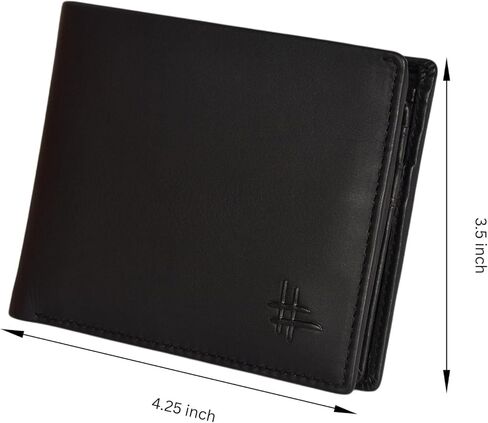 Mens RFID Blocking Bifold Wallet Genuine Leather | Secure and Durable Extra Capacity Billfold with 13 Credit Cards, 1 Flip Up ID (Brown oil pullup) (Bifold 13 CC/1 Flip ID, Black) in Saudi Arabia