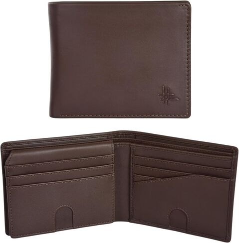 Mens RFID Blocking Bifold Wallet Genuine Leather | Secure and Durable Extra Capacity Billfold with 13 Credit Cards, 1 Flip Up ID (Brown oil pullup) (Bifold 13 CC/1 Flip ID, Black) in Saudi Arabia