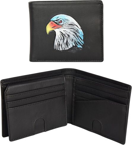 Mens RFID Blocking Bifold Wallet Genuine Leather | Secure and Durable Extra Capacity Billfold with 13 Credit Cards, 1 Flip Up ID (Brown oil pullup) (Bifold 13 CC/1 Flip ID, Black) in Saudi Arabia
