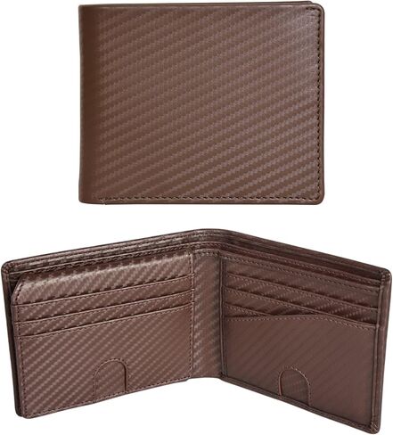Mens RFID Blocking Bifold Wallet Genuine Leather | Secure and Durable Extra Capacity Billfold with 13 Credit Cards, 1 Flip Up ID (Brown oil pullup) (Bifold 13 CC/1 Flip ID, Black) in Saudi Arabia