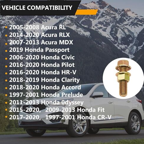 5 Sets Exhaust Serrated Flange Spin Bolts with Nuts M10-1.25 x 33mm Compatible withToyota Honda 90212-SA5-003 Accord Civic Odyssey Acura in Kuwait