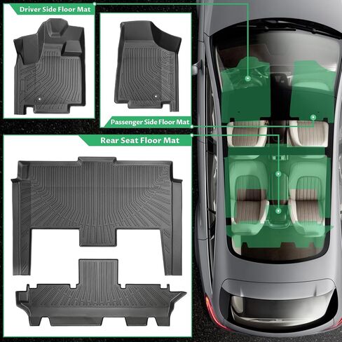 سجادات أرضية لسيارة Chrysler Town & Country 2008-2010 2011 2012 2013-2016 (فقط Stow'n Go) ولسيارة Dodge Grand Caravan 2008-2015 2016-2018 2019-2021، بطانات أرضية وبطانة كارجو غير قابلة للانزلاق in Saudi Arabia