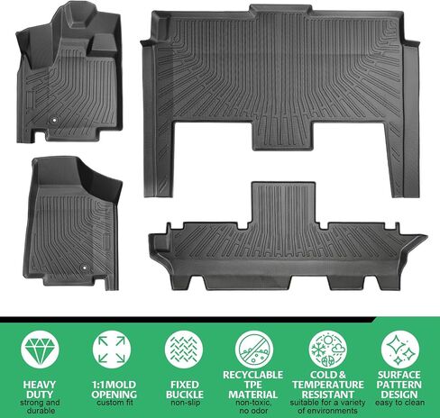 سجادات أرضية لسيارة Chrysler Town & Country 2008-2010 2011 2012 2013-2016 (فقط Stow'n Go) ولسيارة Dodge Grand Caravan 2008-2015 2016-2018 2019-2021، بطانات أرضية وبطانة كارجو غير قابلة للانزلاق in Saudi Arabia