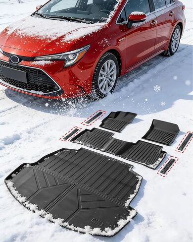 All Weather Floor Mats & Cargo Liner & Door Sill Guards for Toyota Corolla Sedan 2020-2025 2026 (Not for Hatchback and Cross), Non-Slip Full Coverage Set Car Accessories Custom Fit for Front 2nd Trunk in Saudi Arabia