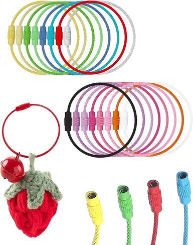 32 Pack Wire Keychain, Coated Steel Key Chain Set, 5.9'' Connectable Key Ring Loops Holder for Luggage Tags, Keys, Craft Supplies, Kitchen Utilies, Organization & Travel Accessories in Saudi Arabia