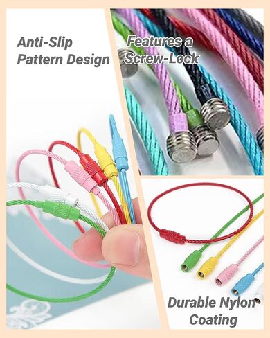 32 Pack Wire Keychain, Coated Steel Key Chain Set, 5.9'' Connectable Key Ring Loops Holder for Luggage Tags, Keys, Craft Supplies, Kitchen Utilies, Organization & Travel Accessories in Saudi Arabia
