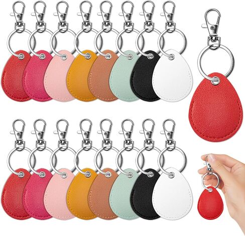 16PCS Key Fob Holder, PU Leather Key Holder with Metal Rings, NFC Tags Holder Keyring, for Keys ID Key Cards and Bag in Saudi Arabia