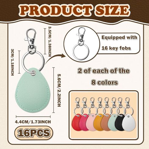 16PCS Key Fob Holder, PU Leather Key Holder with Metal Rings, NFC Tags Holder Keyring, for Keys ID Key Cards and Bag in Saudi Arabia