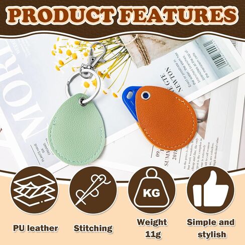 16PCS Key Fob Holder, PU Leather Key Holder with Metal Rings, NFC Tags Holder Keyring, for Keys ID Key Cards and Bag in Saudi Arabia