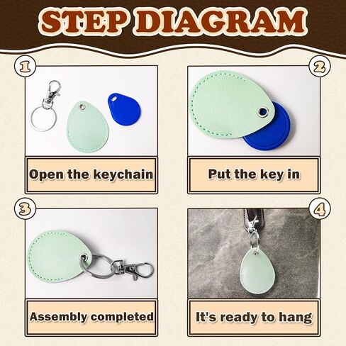 16PCS Key Fob Holder, PU Leather Key Holder with Metal Rings, NFC Tags Holder Keyring, for Keys ID Key Cards and Bag in Saudi Arabia