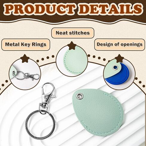 16PCS Key Fob Holder, PU Leather Key Holder with Metal Rings, NFC Tags Holder Keyring, for Keys ID Key Cards and Bag in Saudi Arabia