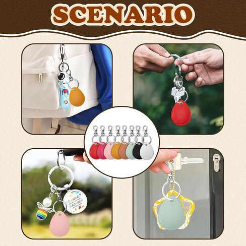 16PCS Key Fob Holder, PU Leather Key Holder with Metal Rings, NFC Tags Holder Keyring, for Keys ID Key Cards and Bag in Saudi Arabia