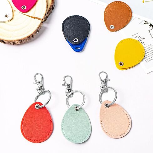 16PCS Key Fob Holder, PU Leather Key Holder with Metal Rings, NFC Tags Holder Keyring, for Keys ID Key Cards and Bag in Saudi Arabia