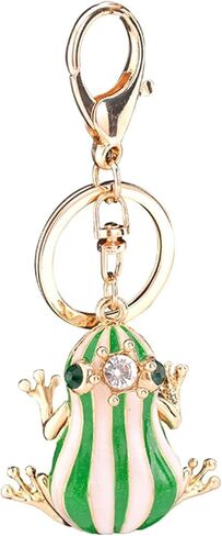 سلسلة مفاتيح على شكل تاج الضفدع - حلية محفظة مصنوعة يدويًا للنساء، سلاسل مفاتيح خضراء نابضة بالحياة متعددة الوظائف للحقائب وحقائب الظهر in Kuwait