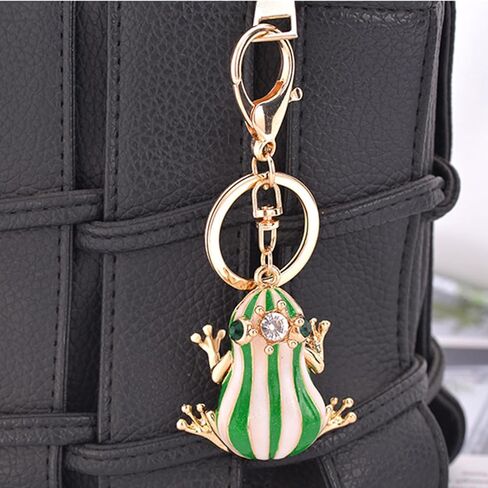 سلسلة مفاتيح على شكل تاج الضفدع - حلية محفظة مصنوعة يدويًا للنساء، سلاسل مفاتيح خضراء نابضة بالحياة متعددة الوظائف للحقائب وحقائب الظهر in Kuwait