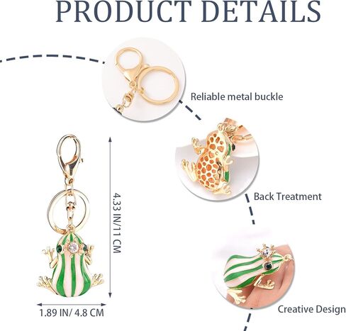 سلسلة مفاتيح على شكل تاج الضفدع - حلية محفظة مصنوعة يدويًا للنساء، سلاسل مفاتيح خضراء نابضة بالحياة متعددة الوظائف للحقائب وحقائب الظهر in Kuwait