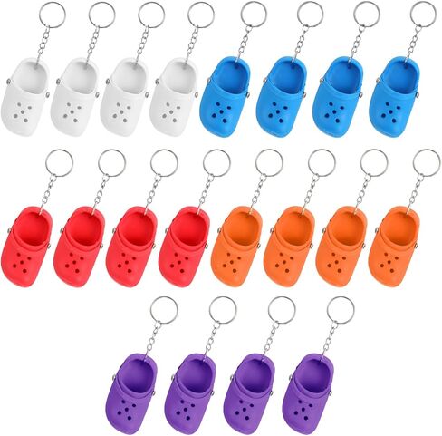 20 Pcs Silicone Shoe Keychain, Mini Silicone Slippers Little Shoes Backpack Keychain with Charms for Backpack Purse Luggage Kids Girls Boys Lovely Key Buckle for Birthday Gifts1.4 x 3.0In in Saudi Arabia