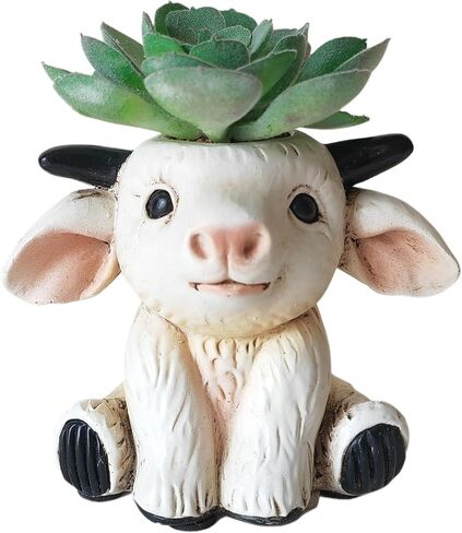 نباتات عصارية اصطناعية، نباتات عصارية صغيرة وهمية في وعاء الماعز الكرتوني المصنوع من الراتنج لمكتب غرفة المعيشة ديكور المنزل ديكور المكتب in Kuwait