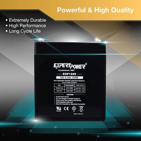 ExpertPower EXP1245 - (8 Pack) 12V 4.5Ah Rechargeable SLA Battery for Security System, UPS, Garage Door Opener Replacement, Fire Alarm Batteries, Sealed Lead Acid, 12V Battery Backup in Saudi Arabia