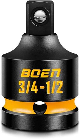 boen PRO 3/4" F إلى 1/2" M مخفض مقبس الصدمات، تحويلات مفك الصدمات لمفتاح الربط، فولاذ CR-MO، علامات منقوشة ومطلية in Saudi Arabia