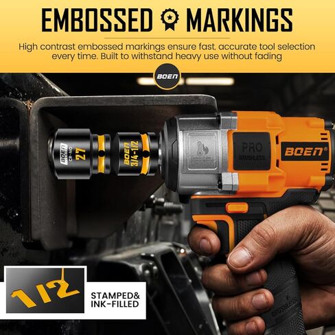 boen PRO 3/4" F إلى 1/2" M مخفض مقبس الصدمات، تحويلات مفك الصدمات لمفتاح الربط، فولاذ CR-MO، علامات منقوشة ومطلية in Saudi Arabia