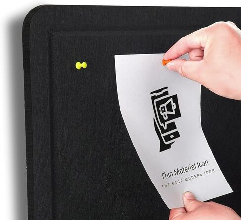 لوحة إعلانات - لوحة دبوس لباد مزخرفة مقاس 35 × 17.5 بوصة - لوحة الفلين بديلة للجدار - لوحة صلاة ذاتية اللصق قابلة للطي مع 20 دبوس دفع - أسود in Kuwait