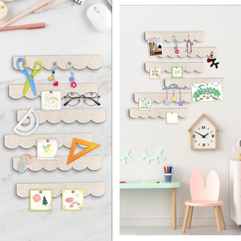 6 Pcs Cork Board Strips for Office Wall,Bulletin Board Bar Strips with 50 Push Pins,Felt Pin Board for School,Home Decor(Waved Style White) (White) in Saudi Arabia