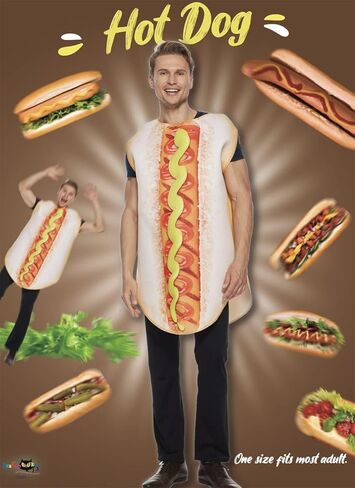 EraSpooky Unisex Adult Hot Dog Costume Halloween Funny Food Cosplay Jumpsuit in Saudi Arabia