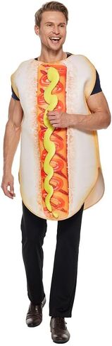EraSpooky Unisex Adult Hot Dog Costume Halloween Funny Food Cosplay Jumpsuit in Saudi Arabia
