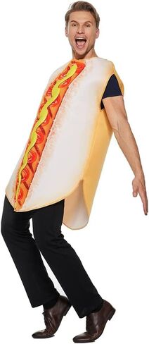 EraSpooky Unisex Adult Hot Dog Costume Halloween Funny Food Cosplay Jumpsuit in Saudi Arabia