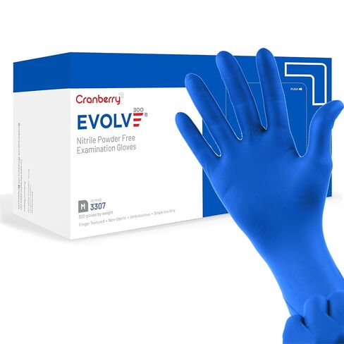 Cranberry USA Evolve Nitrile Powder Free Exam Gloves, 2.0 mil, X-Small, 300 Count, blue in Kuwait