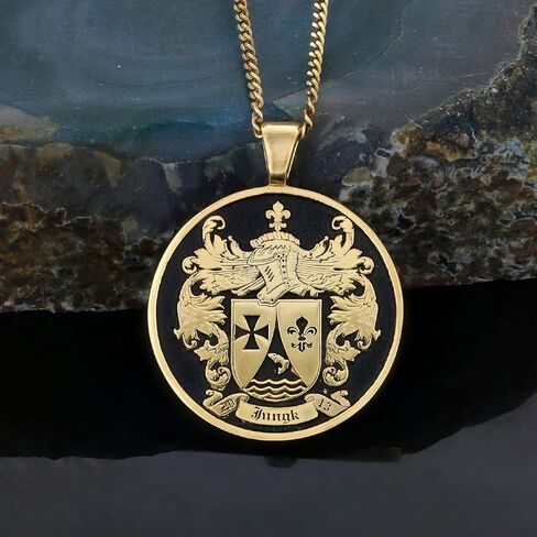 Family Crest Pendant, Personalized Pendant Necklace, Gift for Her, Family Crest Necklace, Coat of Arms Jewelry, Customized Gift in Kuwait