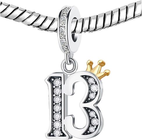KunBead 13 16 18 21 30 40 50 60 70 Happy Birthday Crown Dangle Bead Charms Compatible with Pandora Charm Bracelet for Women in Saudi Arabia