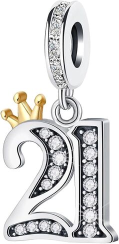 KunBead 13 16 18 21 30 40 50 60 70 Happy Birthday Crown Dangle Bead Charms Compatible with Pandora Charm Bracelet for Women in Saudi Arabia
