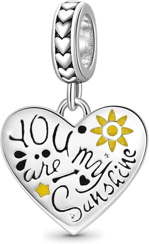 GNOCE Lovely Family Charm Bead Sterling Silver Heart Shape Charm Jewelry Gift For Women Wife Fit Bracelets/Necklace For Mother's Day Gift (You are my sunshine) in Saudi Arabia