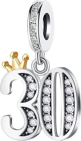 KunBead 13 16 18 21 30 40 50 60 70 Happy Birthday Crown Dangle Bead Charms Compatible with Pandora Charm Bracelet for Women in Saudi Arabia