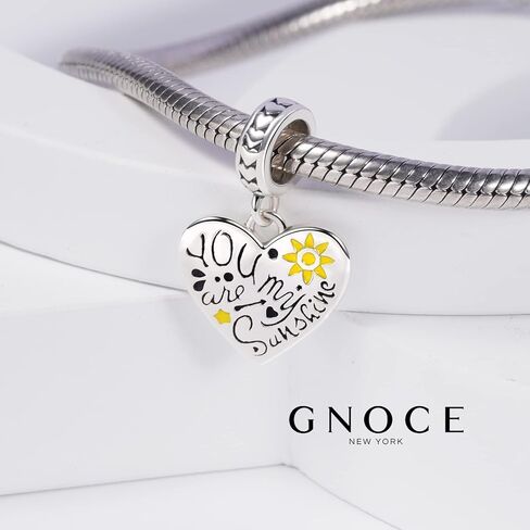 GNOCE Lovely Family Charm Bead Sterling Silver Heart Shape Charm Jewelry Gift For Women Wife Fit Bracelets/Necklace For Mother's Day Gift (You are my sunshine) in Saudi Arabia