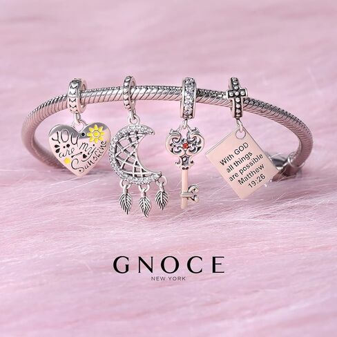 GNOCE Lovely Family Charm Bead Sterling Silver Heart Shape Charm Jewelry Gift For Women Wife Fit Bracelets/Necklace For Mother's Day Gift (You are my sunshine) in Saudi Arabia