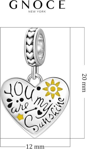 GNOCE Lovely Family Charm Bead Sterling Silver Heart Shape Charm Jewelry Gift For Women Wife Fit Bracelets/Necklace For Mother's Day Gift (You are my sunshine) in Saudi Arabia