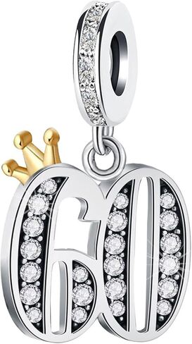 KunBead 13 16 18 21 30 40 50 60 70 Happy Birthday Crown Dangle Bead Charms Compatible with Pandora Charm Bracelet for Women in Saudi Arabia