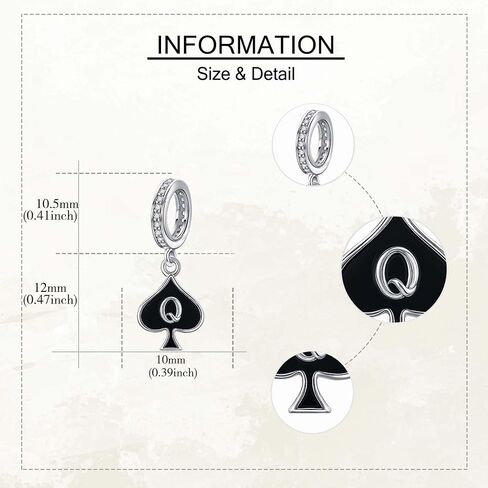 QUEEN OF SPADES Charm S925 Sterling Silver Card Dangle Drop Charm Unique Queen of Spades Jewelry Gifts for Women HotWife in Saudi Arabia