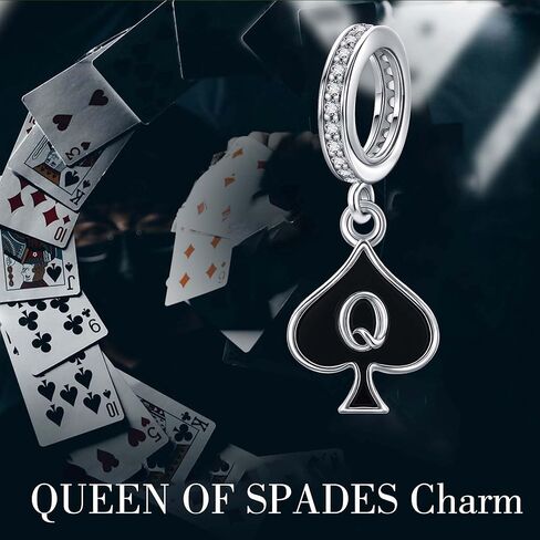 QUEEN OF SPADES Charm S925 Sterling Silver Card Dangle Drop Charm Unique Queen of Spades Jewelry Gifts for Women HotWife in Saudi Arabia
