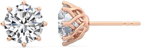 أقراط كلاسيكية من 1 إلى 5 قيراط (ctw) دائرية من الألماس من LAB GROWN ذات ثمانية شقوق (اللون E-F Clarity VS2-SI1) in Kuwait